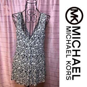 Michael Kors Black/White Sleeveless Crossover Top